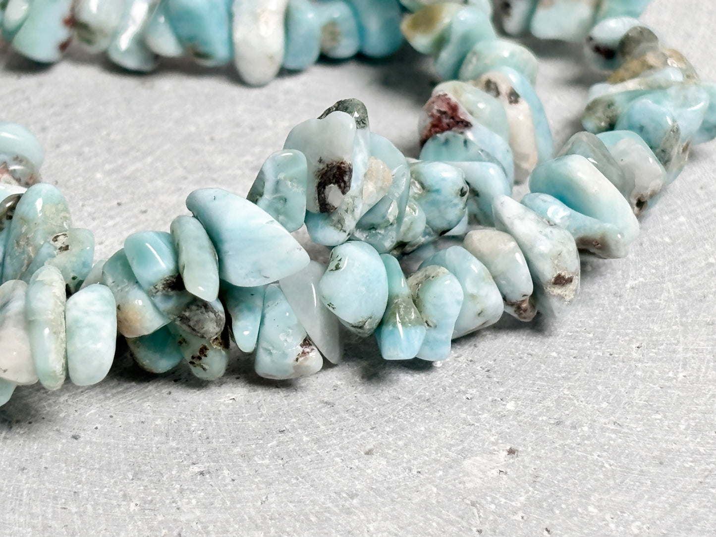 Handmade elastic larimar chips bracelet, 6mm, 17.5cm – Elegant natural stone jewelry for women