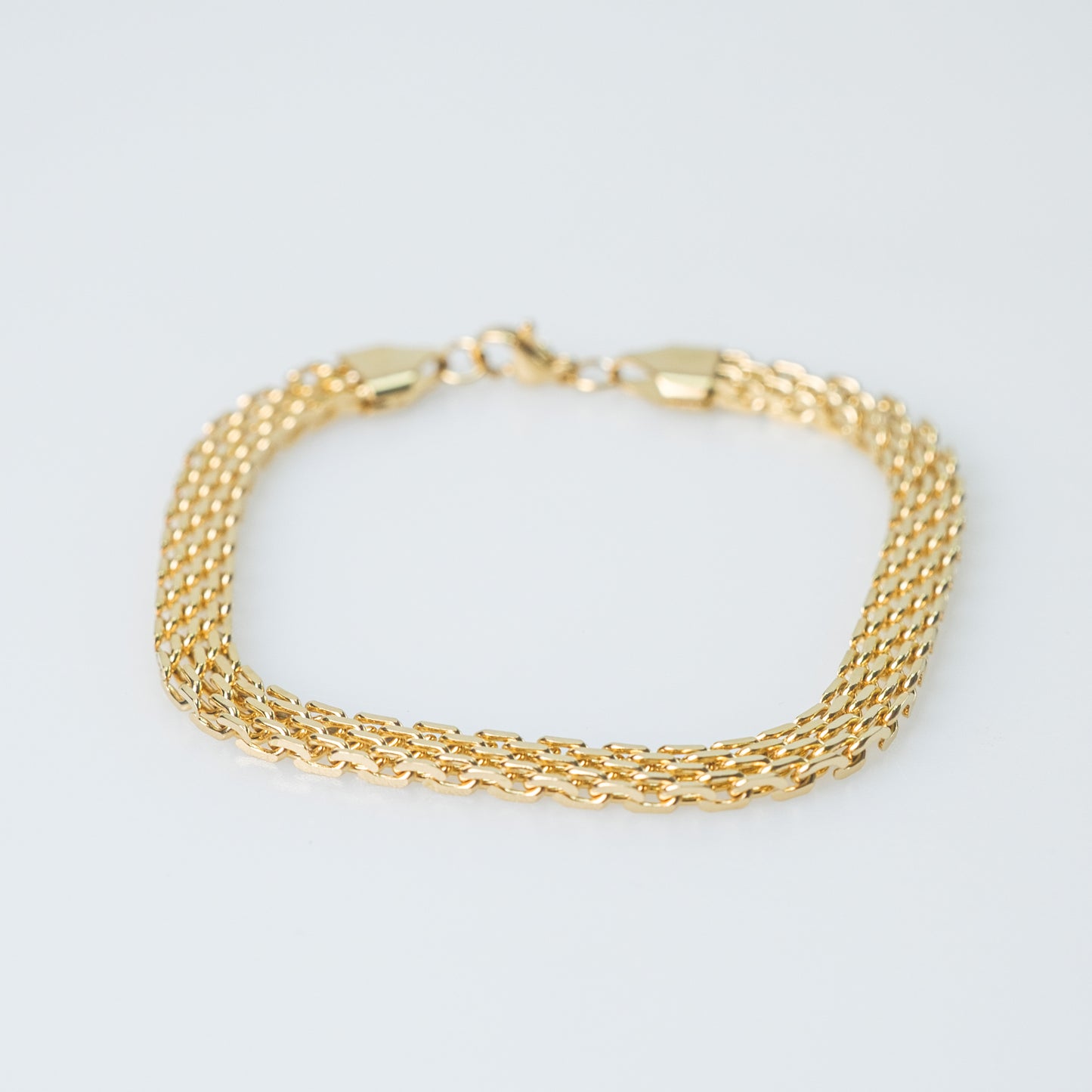 Netzkettenarmband 6 mm Unisex – Edelstahl 18k vergoldet, 20 cm