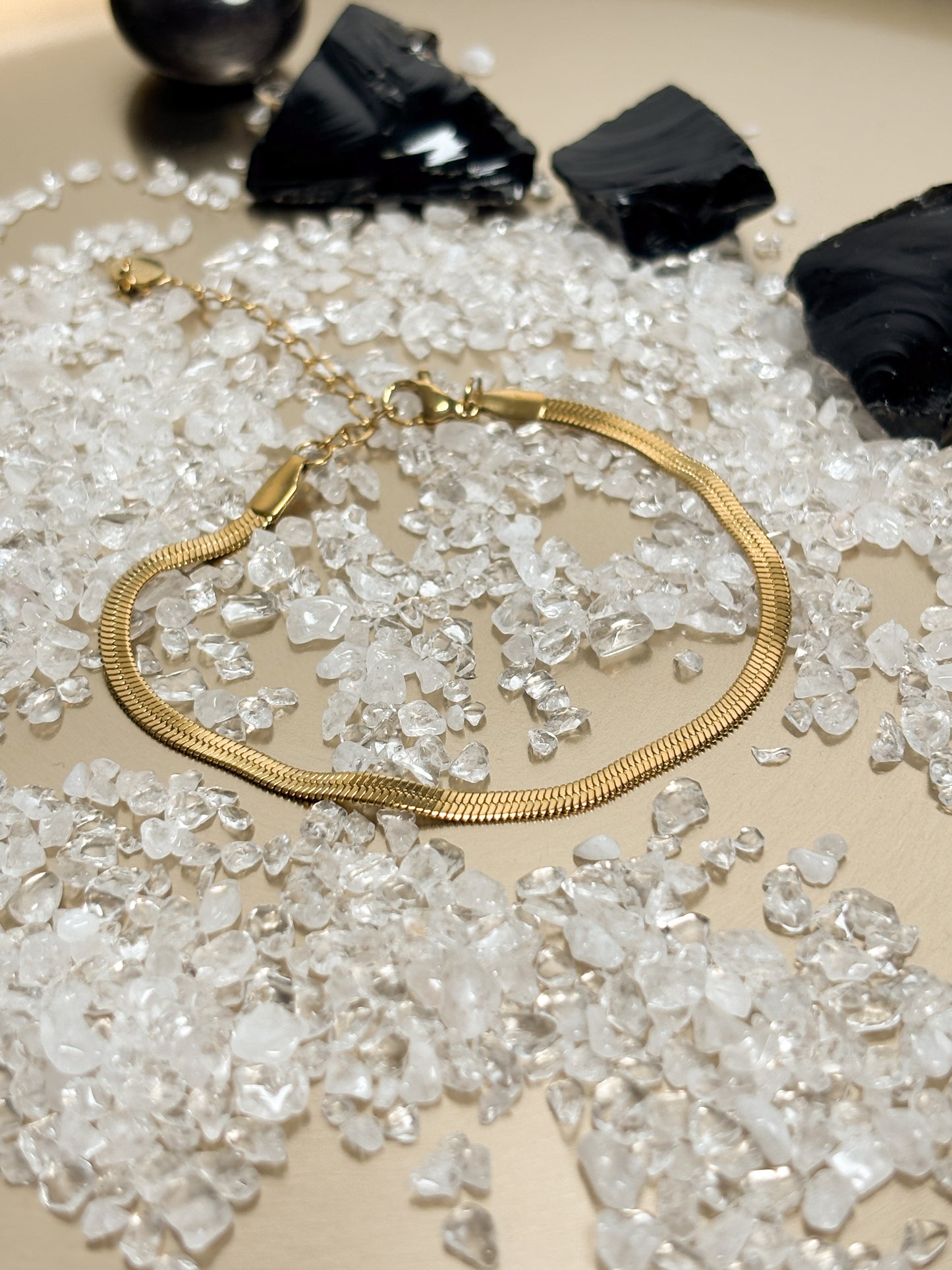 Vergoldetes Edelstahl Armband – Klingen Kette 3 mm | 16K Gold | 17–22 cm Länge