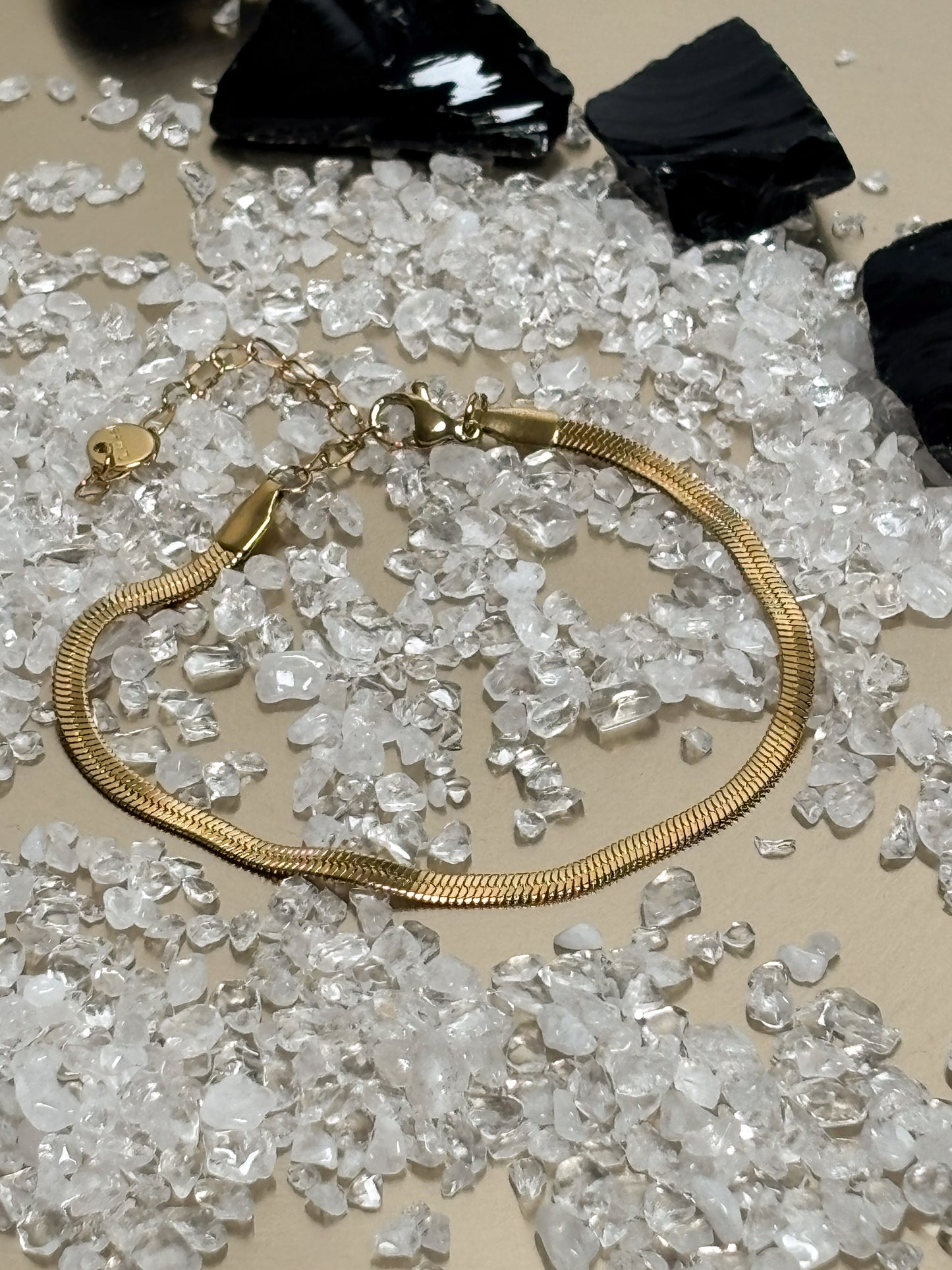 Vergoldetes Edelstahl Armband – Klingen Kette 3 mm | 16K Gold | 17–22 cm Länge