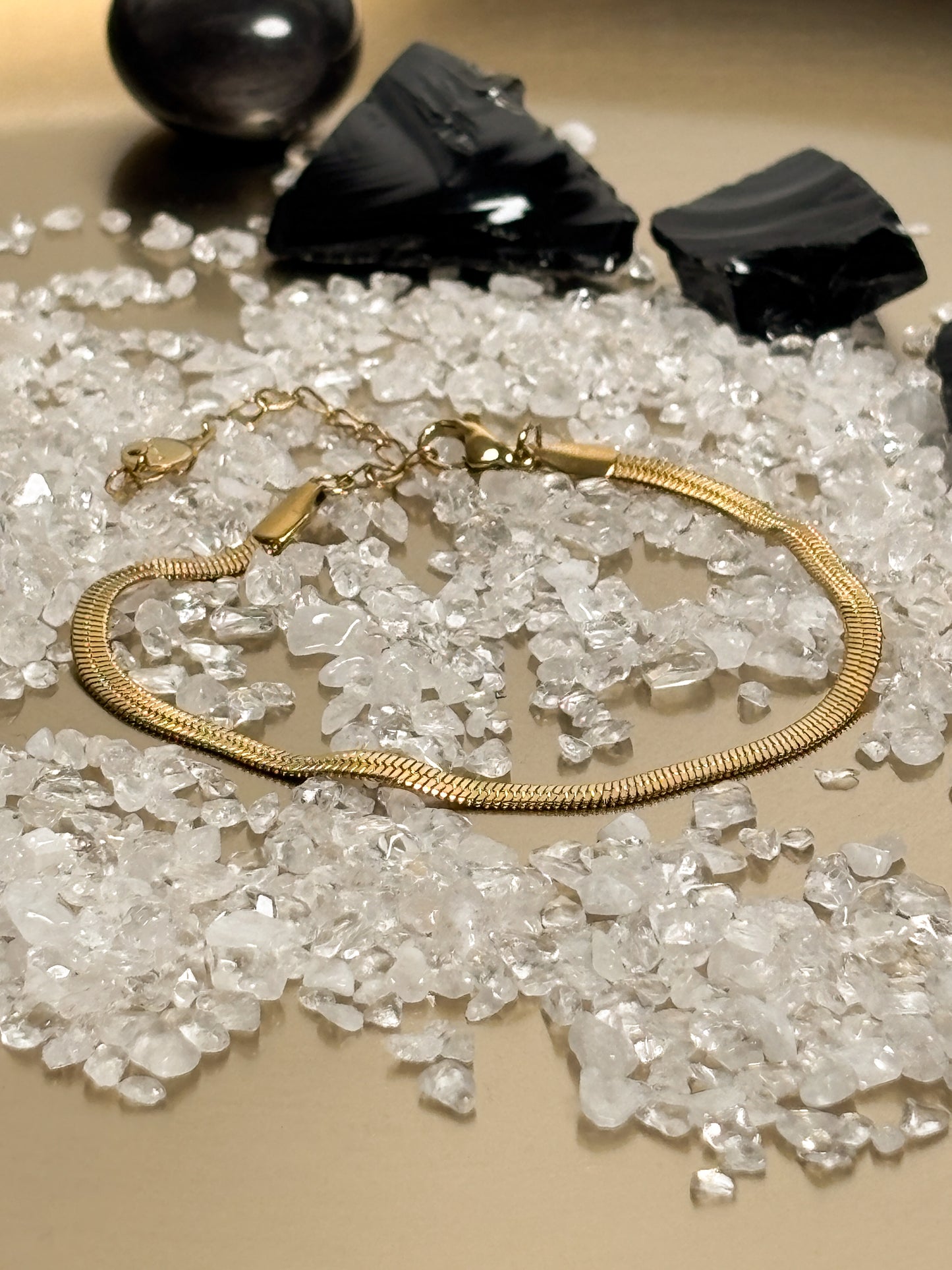 Vergoldetes Edelstahl Armband – Klingen Kette 3 mm | 16K Gold | 17–22 cm Länge