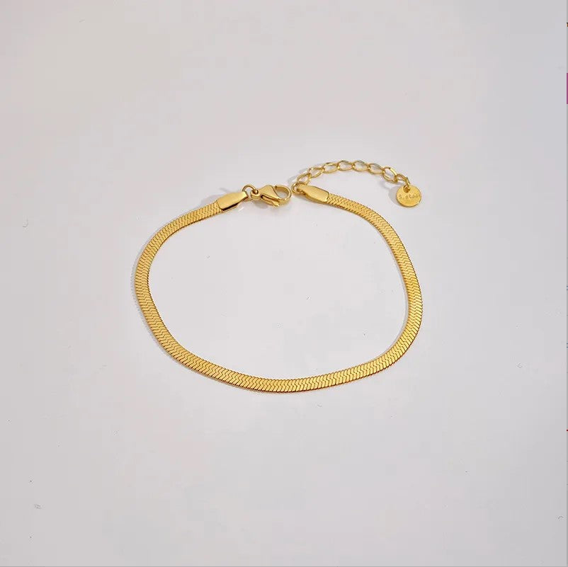 Vergoldetes Edelstahl Armband – Klingen Kette 3 mm | 16K Gold | 17–22 cm Länge