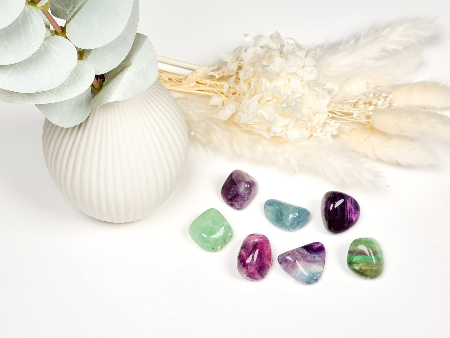 High-quality tumbled stones rainbow fluorite – perfect decoration or lucky charm for your pocket