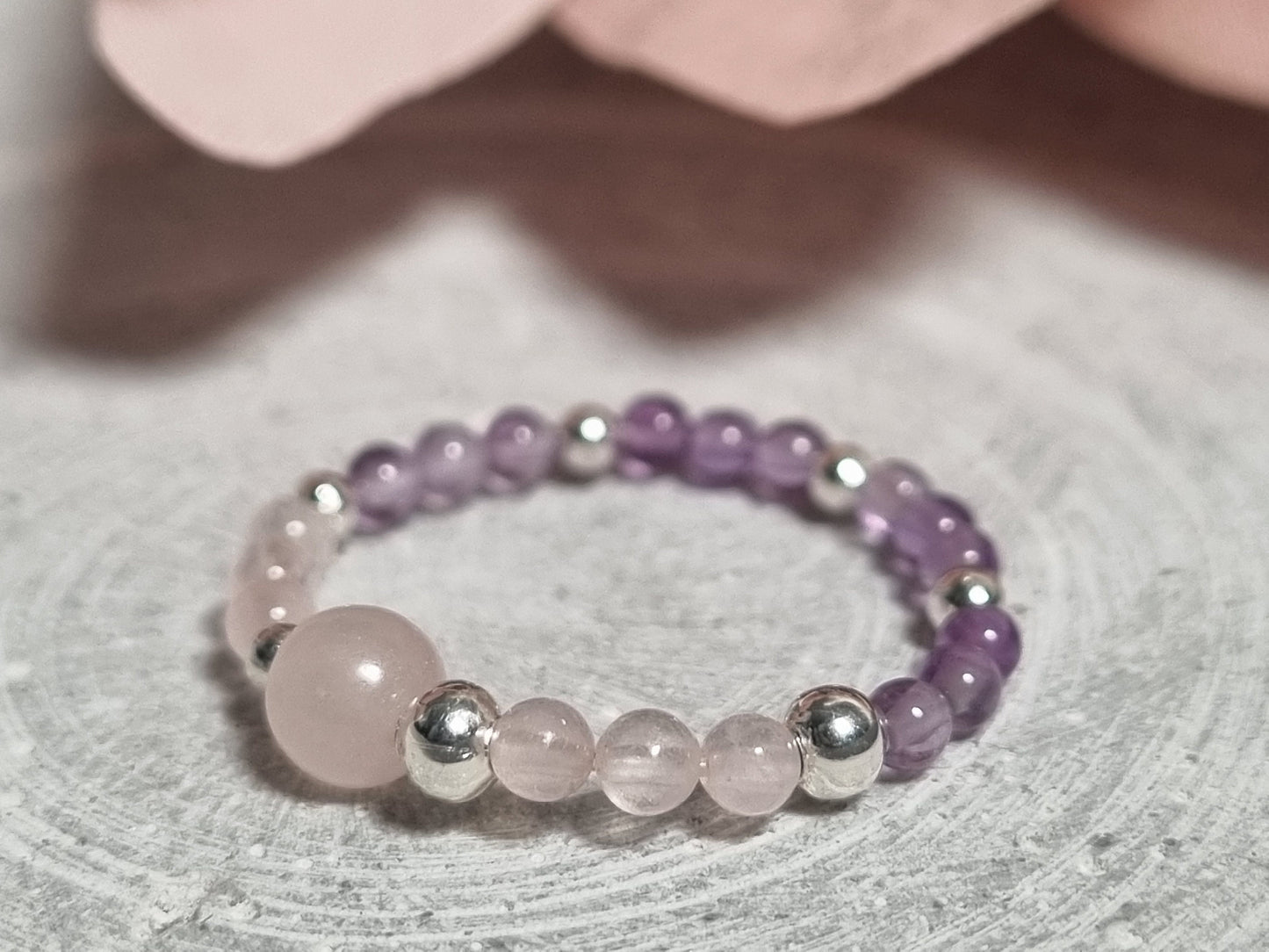 rose quartz amethyst ring