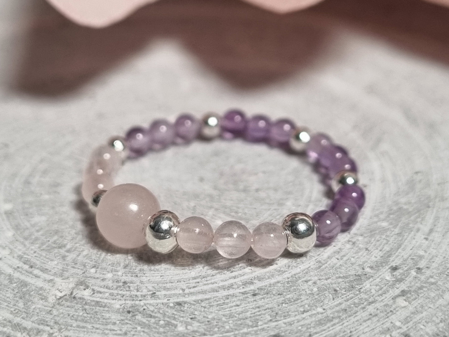 rose quartz amethyst ring
