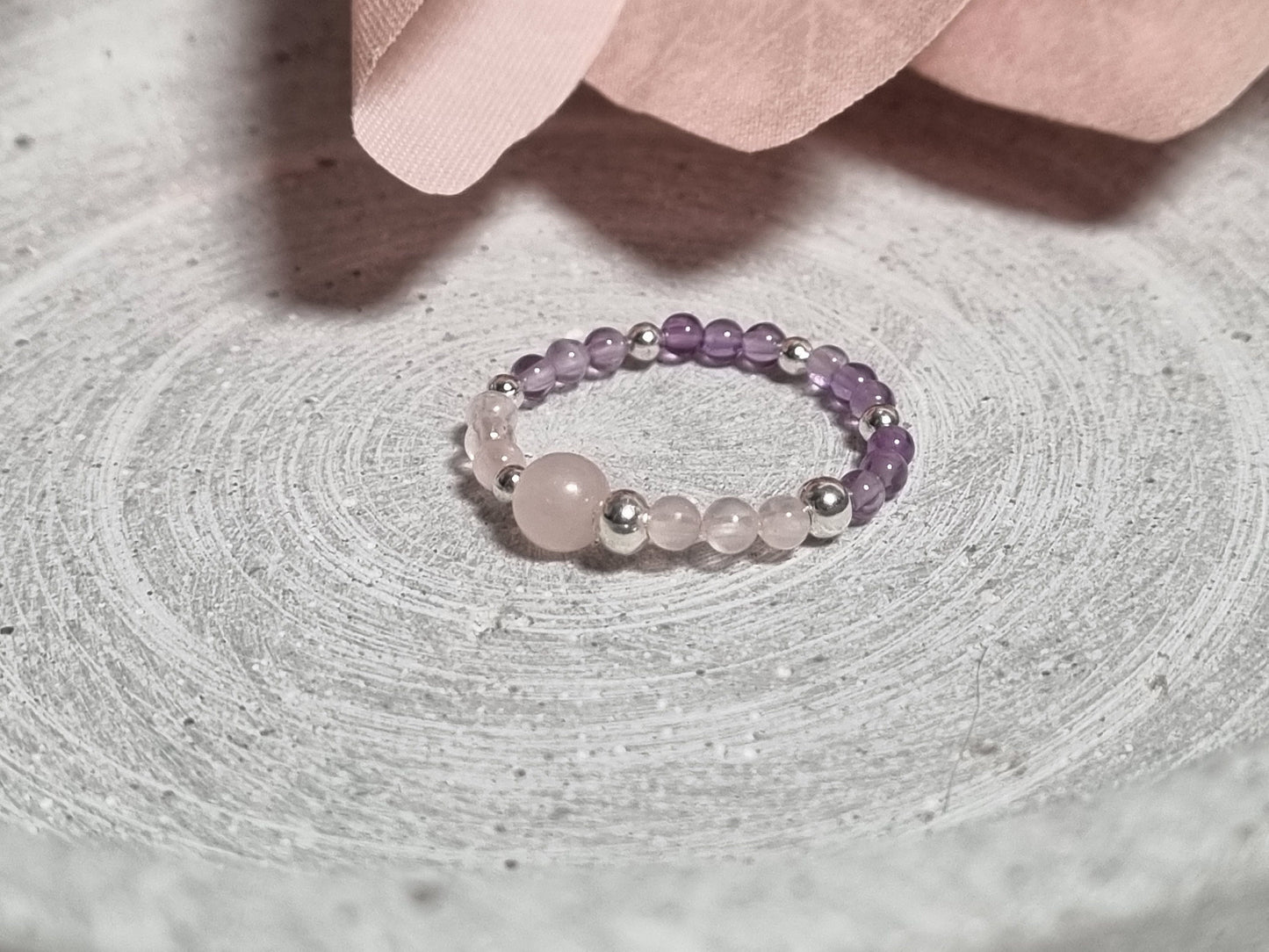 rose quartz amethyst ring