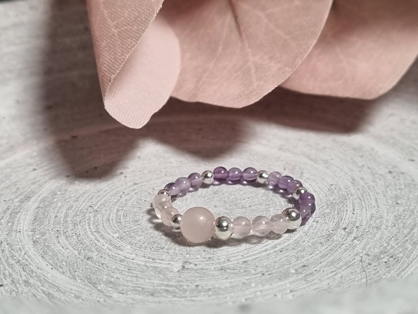 rose quartz amethyst ring