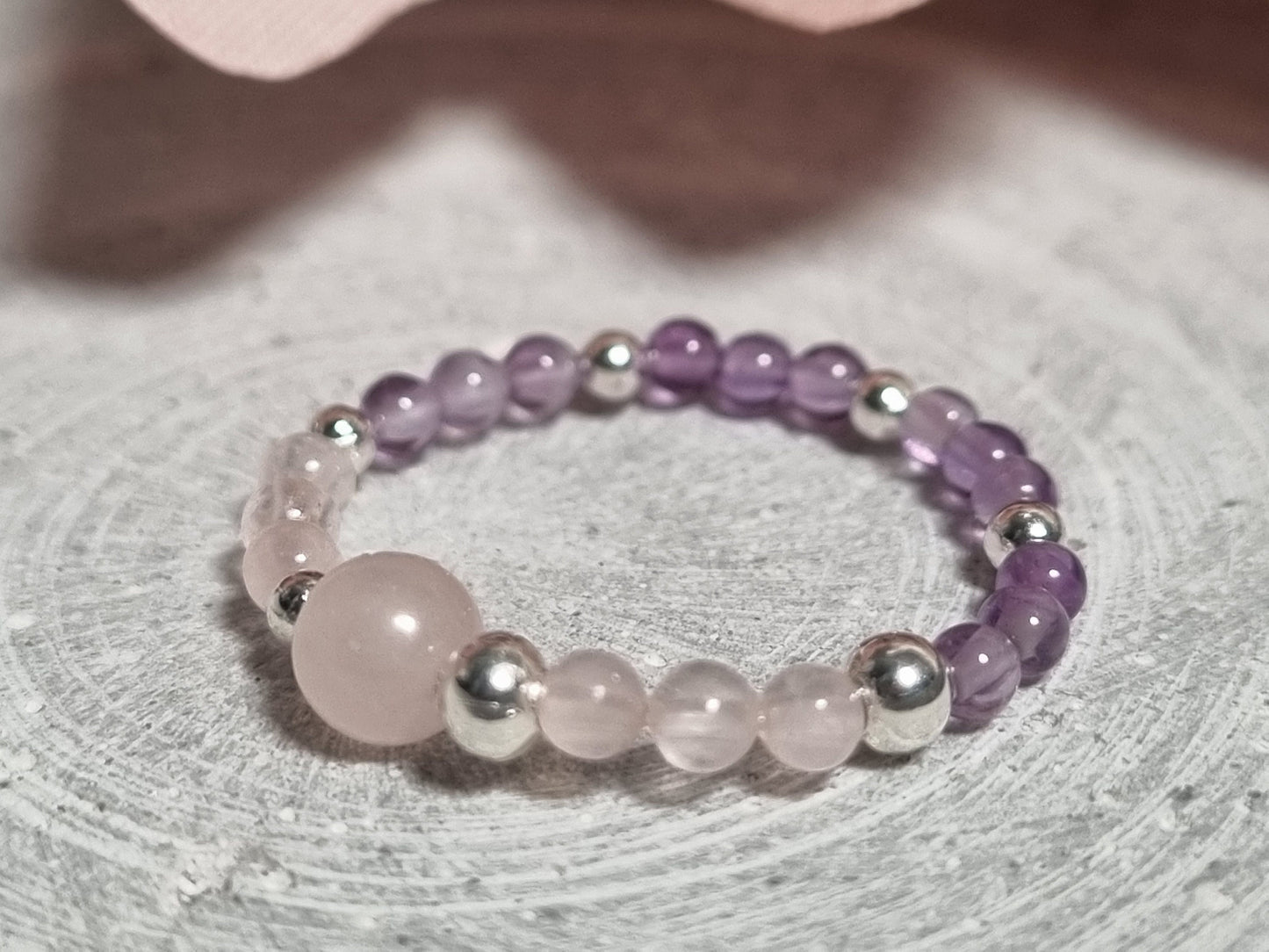 rose quartz amethyst ring