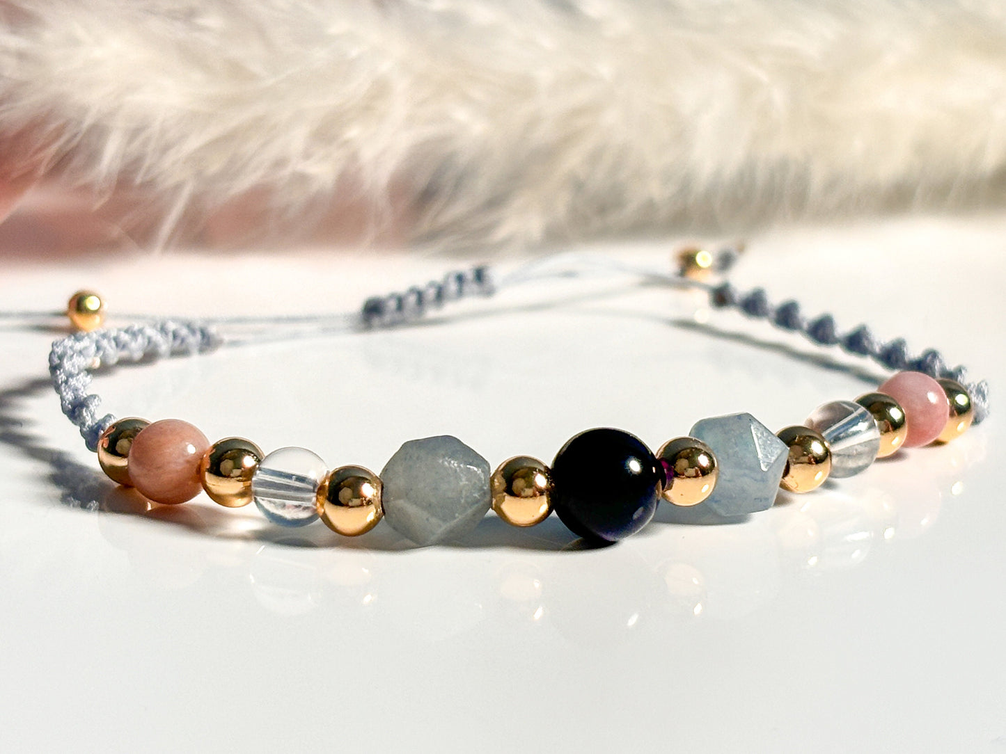 Bracelet Tiger Eye, Aventurine, Rhodochrosite, Rock Crystal
