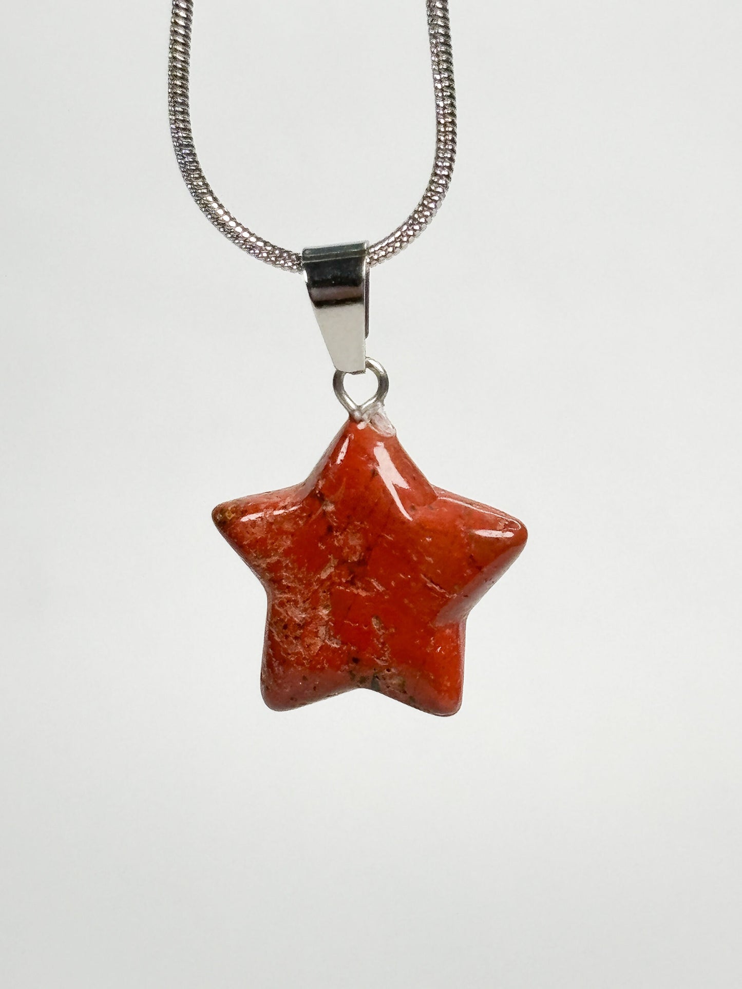Necklace pendant star red jasper small| healing stone| red| silver| crystal| 1.9 x 1.9 cm