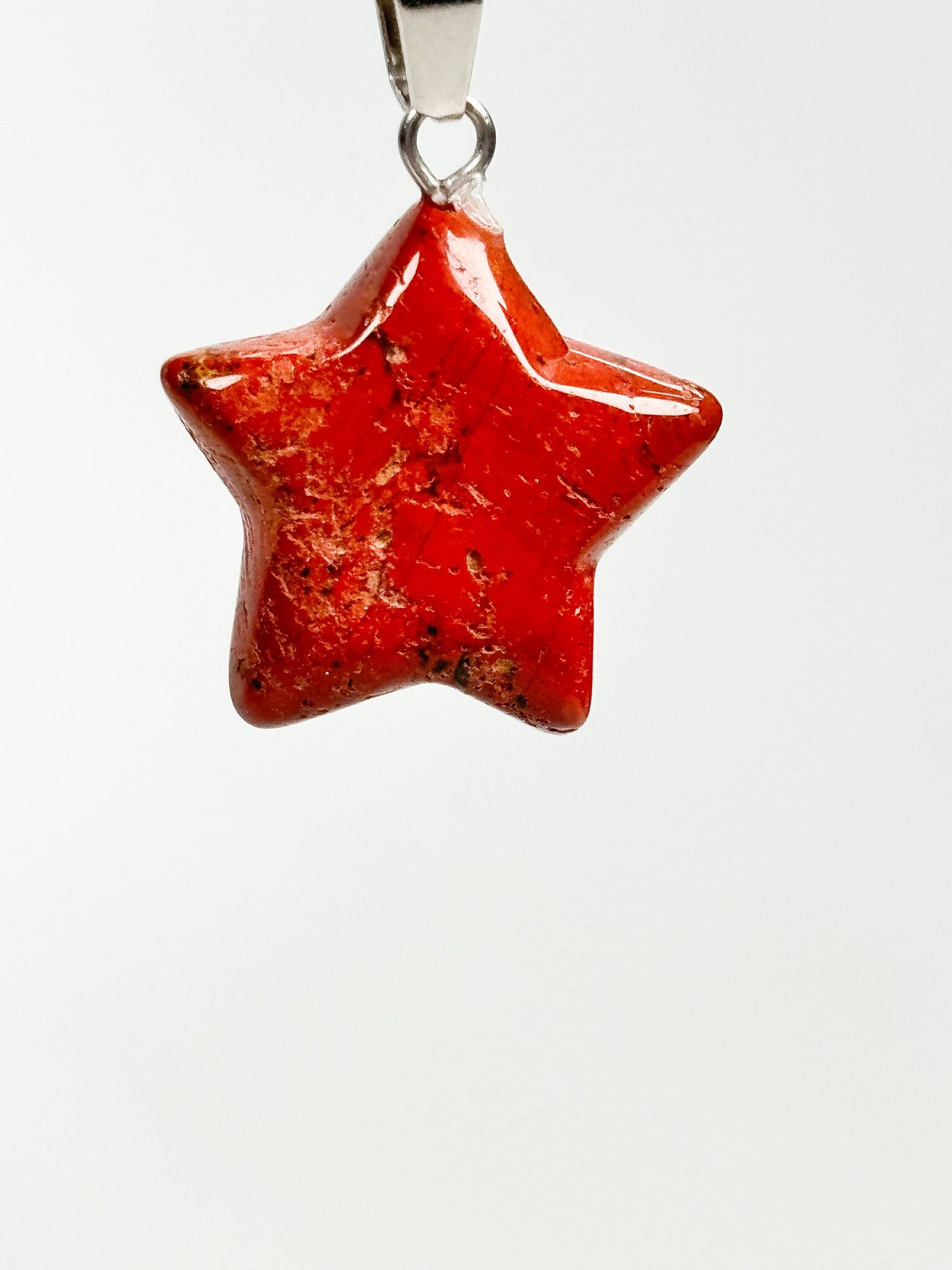 Necklace pendant star red jasper small| healing stone| red| silver| crystal| 1.9 x 1.9 cm