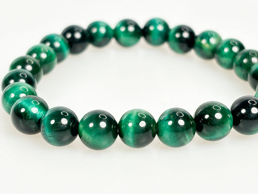 elastic bracelet tiger eye green| 8mm|harmony|healing stone |pearl bracelet