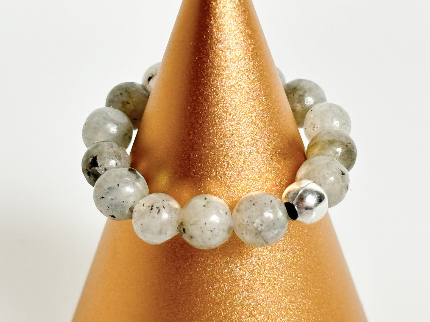elastic ring labradorite| pearls| 3.5mm grey| protection| intuition