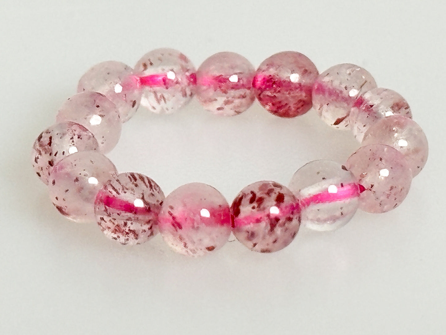 elastic ring strawberry quartz| pearls| 3.5mmStraberry Quartz| emotional balance and harmony