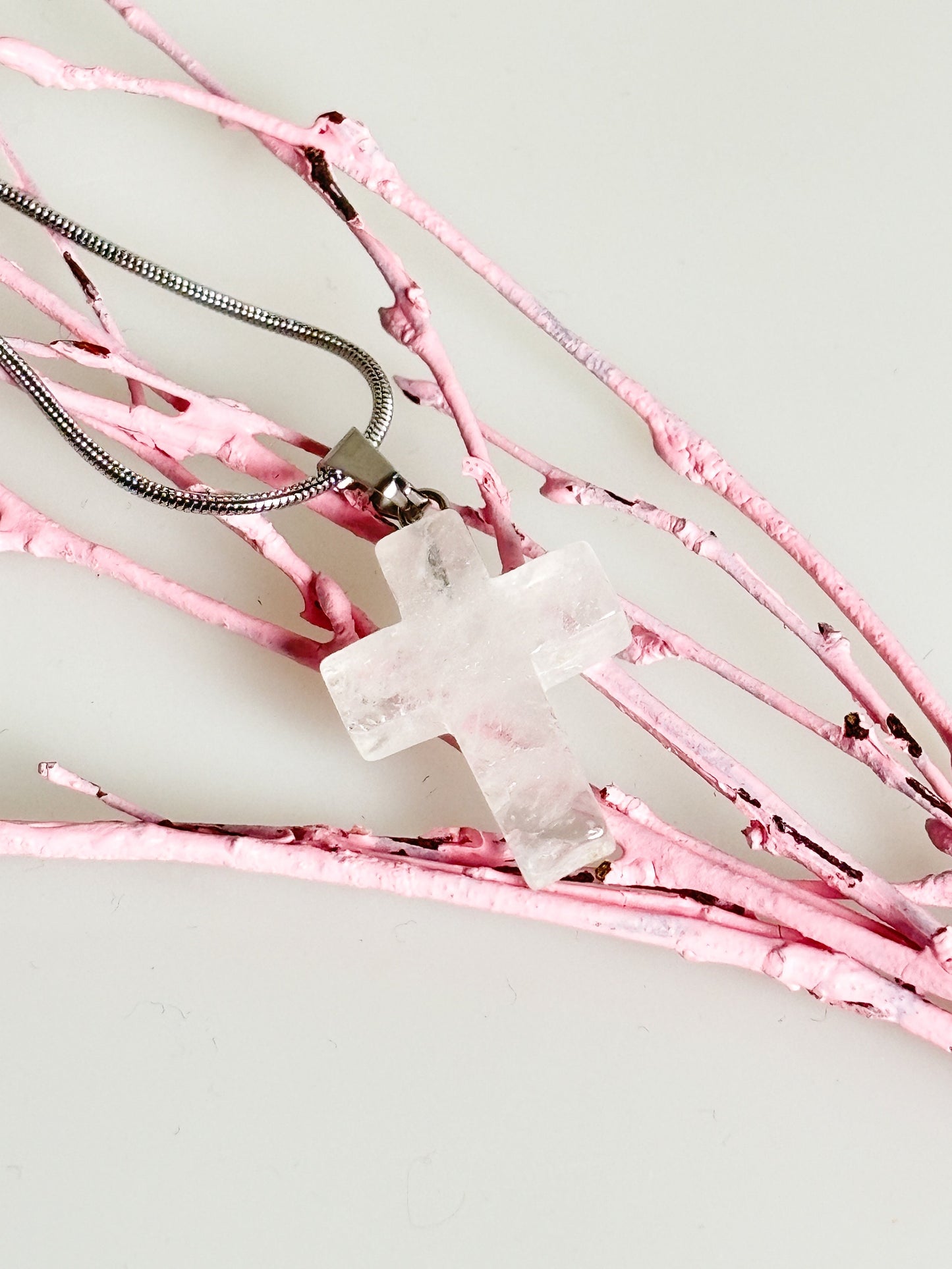 Necklace Pendant Cross Rock Crystal | Gemstone | Healing Stone | Crystal | Clarity