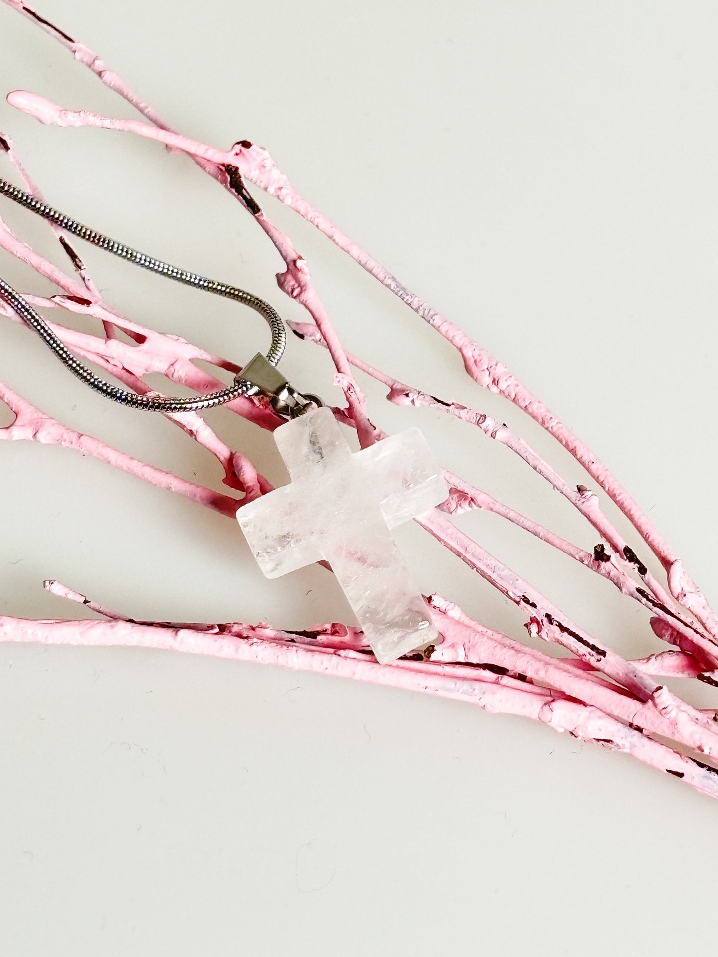 Necklace Pendant Cross Rock Crystal | Gemstone | Healing Stone | Crystal | Clarity