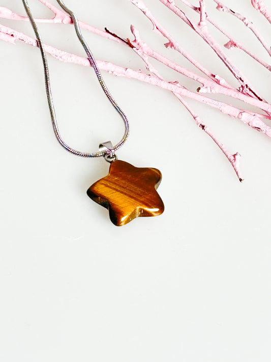 Necklace pendant with eyelet made of tiger eye|star | gemstone| crystal| healing stone| strength