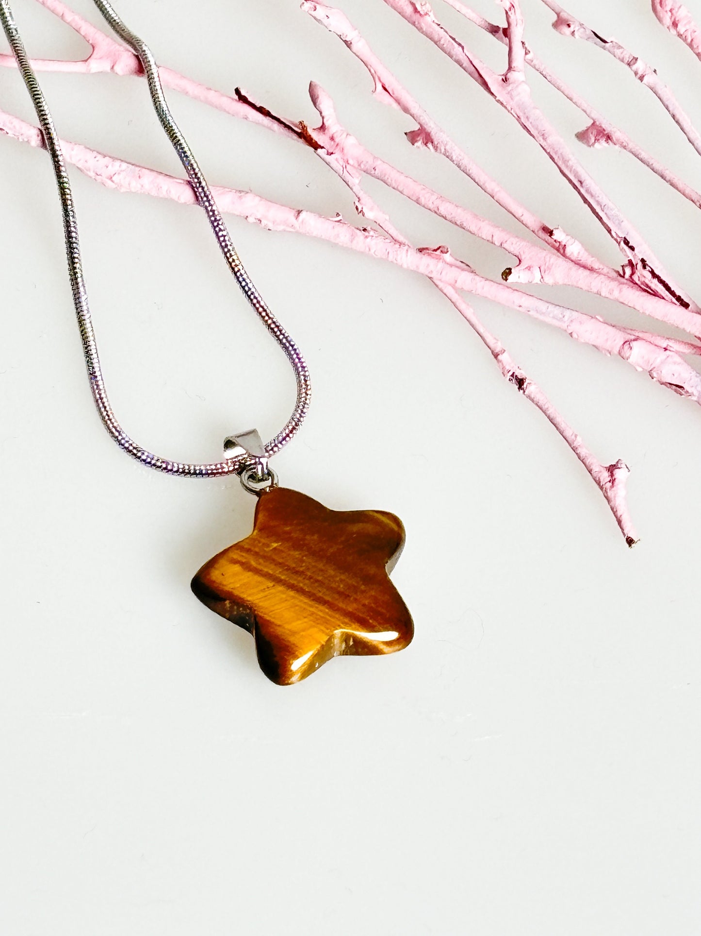 Necklace pendant with eyelet made of tiger eye|star | gemstone| crystal| healing stone| strength