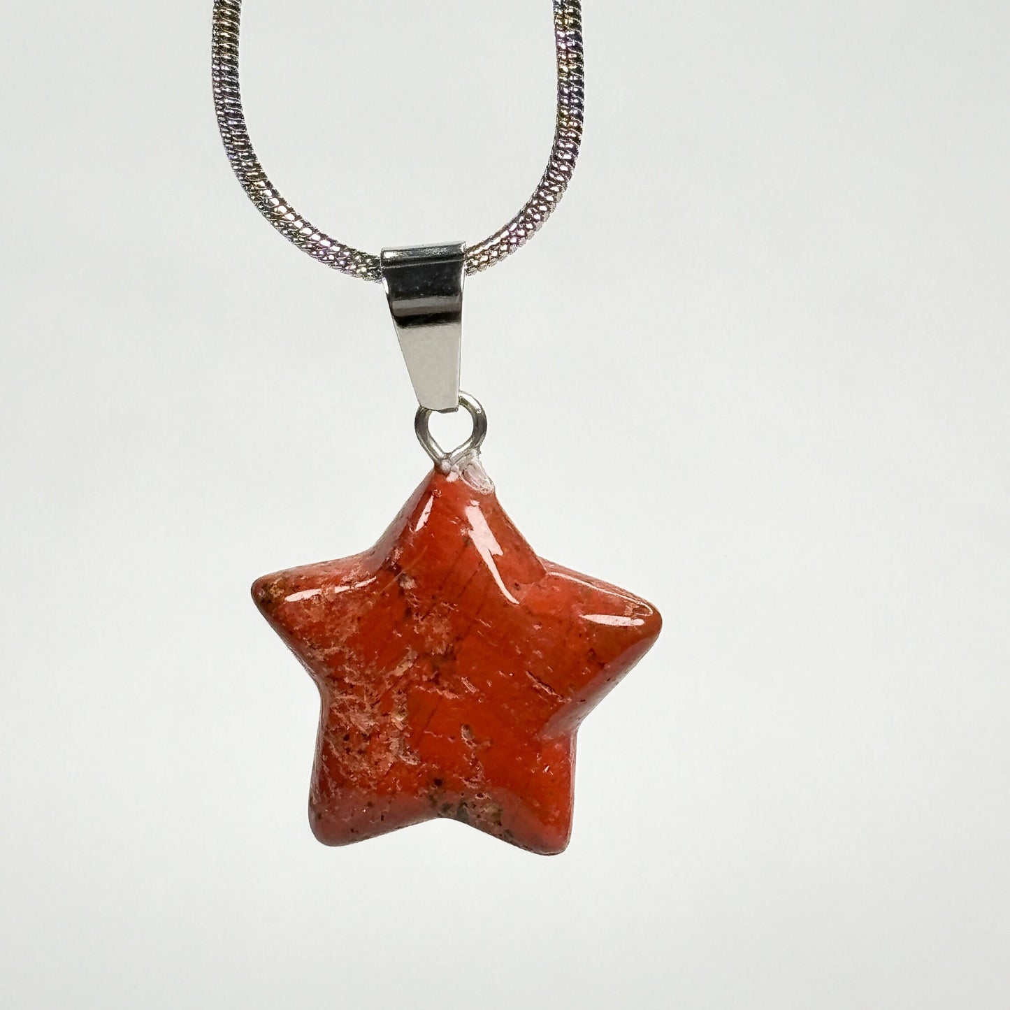 Necklace pendant star red jasper small| healing stone| red| silver| crystal| 1.9 x 1.9 cm
