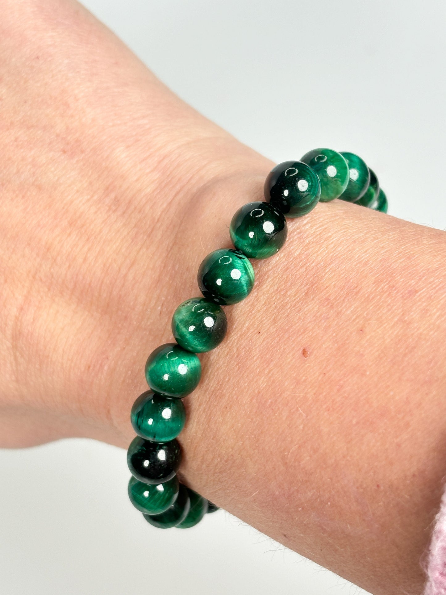 elastic bracelet tiger eye green| 8mm|harmony|healing stone |pearl bracelet