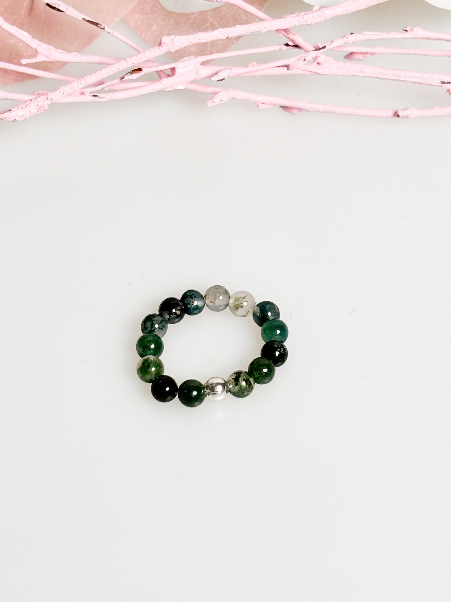 elastic ring moss agate| beads| 3.5mm moss agate| grounding| stability