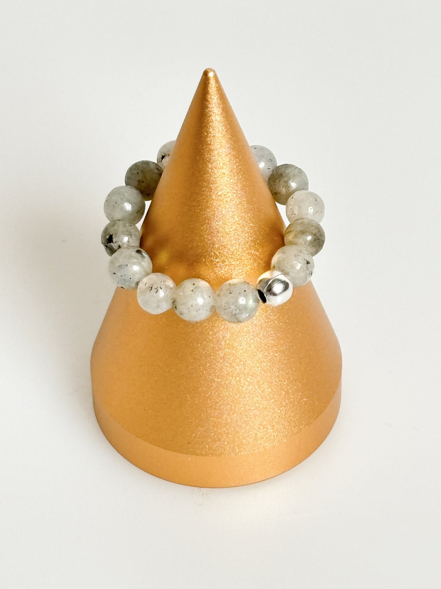 elastic ring labradorite| pearls| 3.5mm grey| protection| intuition
