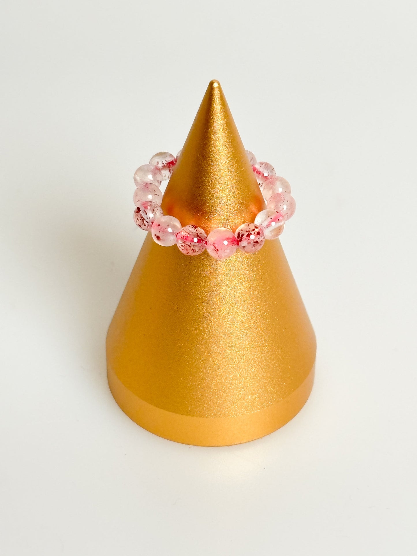 elastic ring strawberry quartz| pearls| 3.5mmStraberry Quartz| emotional balance and harmony