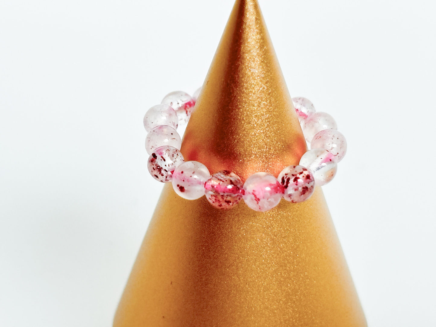 elastic ring strawberry quartz| pearls| 3.5mmStraberry Quartz| emotional balance and harmony