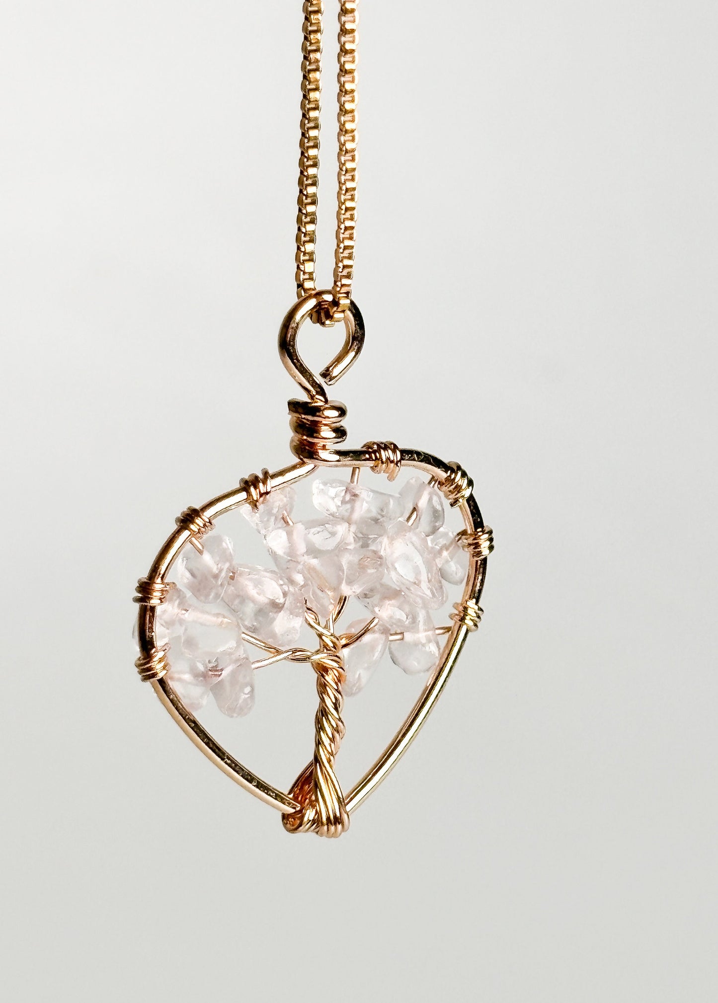 Rock Crystal Tree of Life Pendant - Golden Shine of Life Force