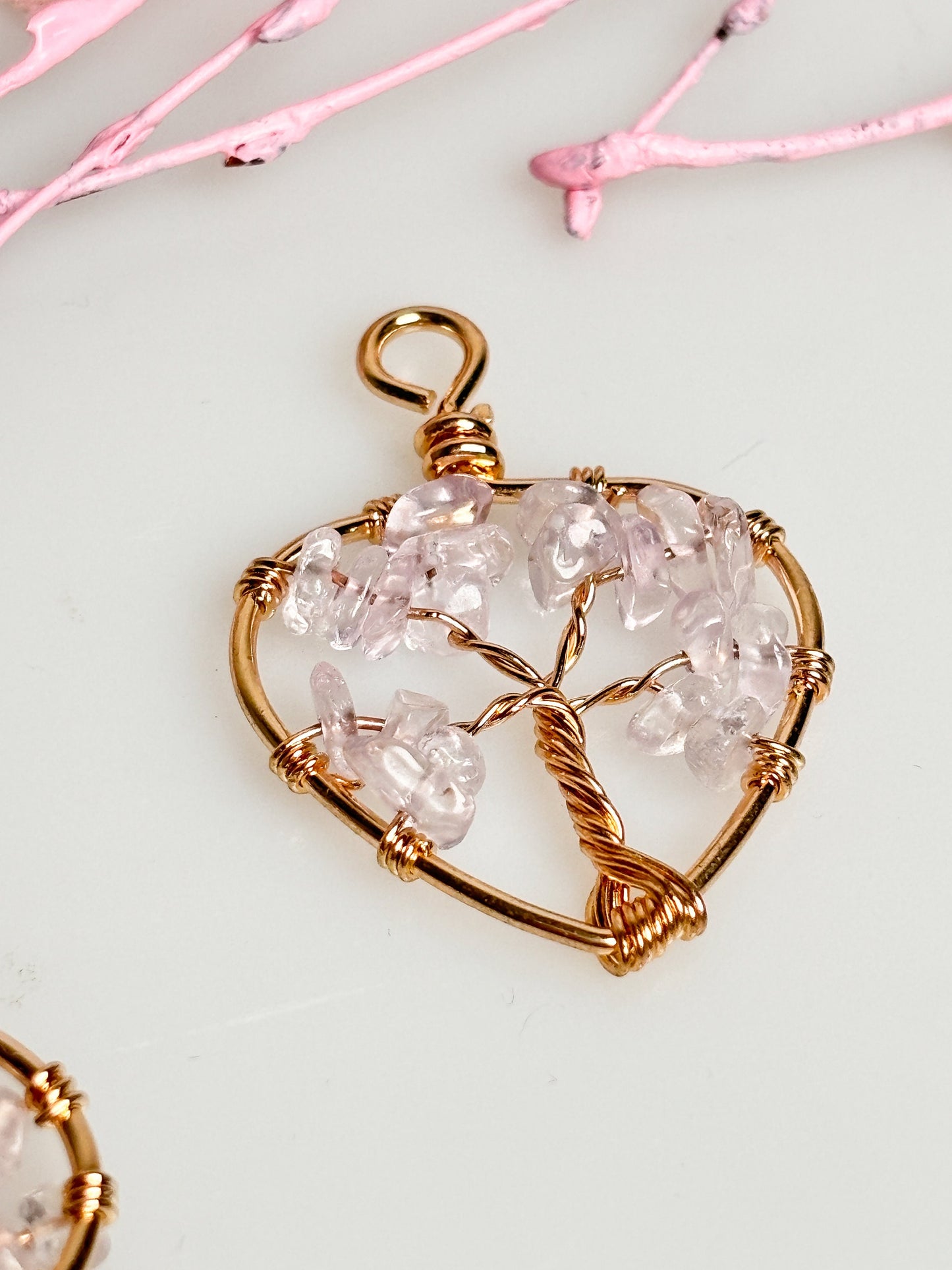 Rock Crystal Tree of Life Pendant - Golden Shine of Life Force
