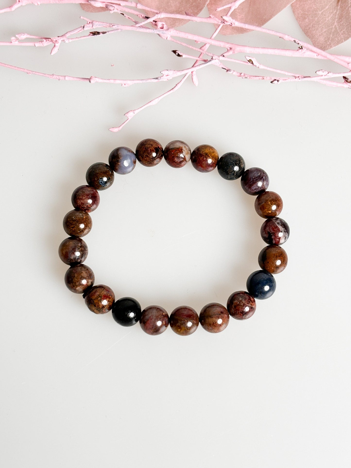 Pietersite Power: Handmade pearl bracelet with 9mm pearls, length approx. 17.5cm