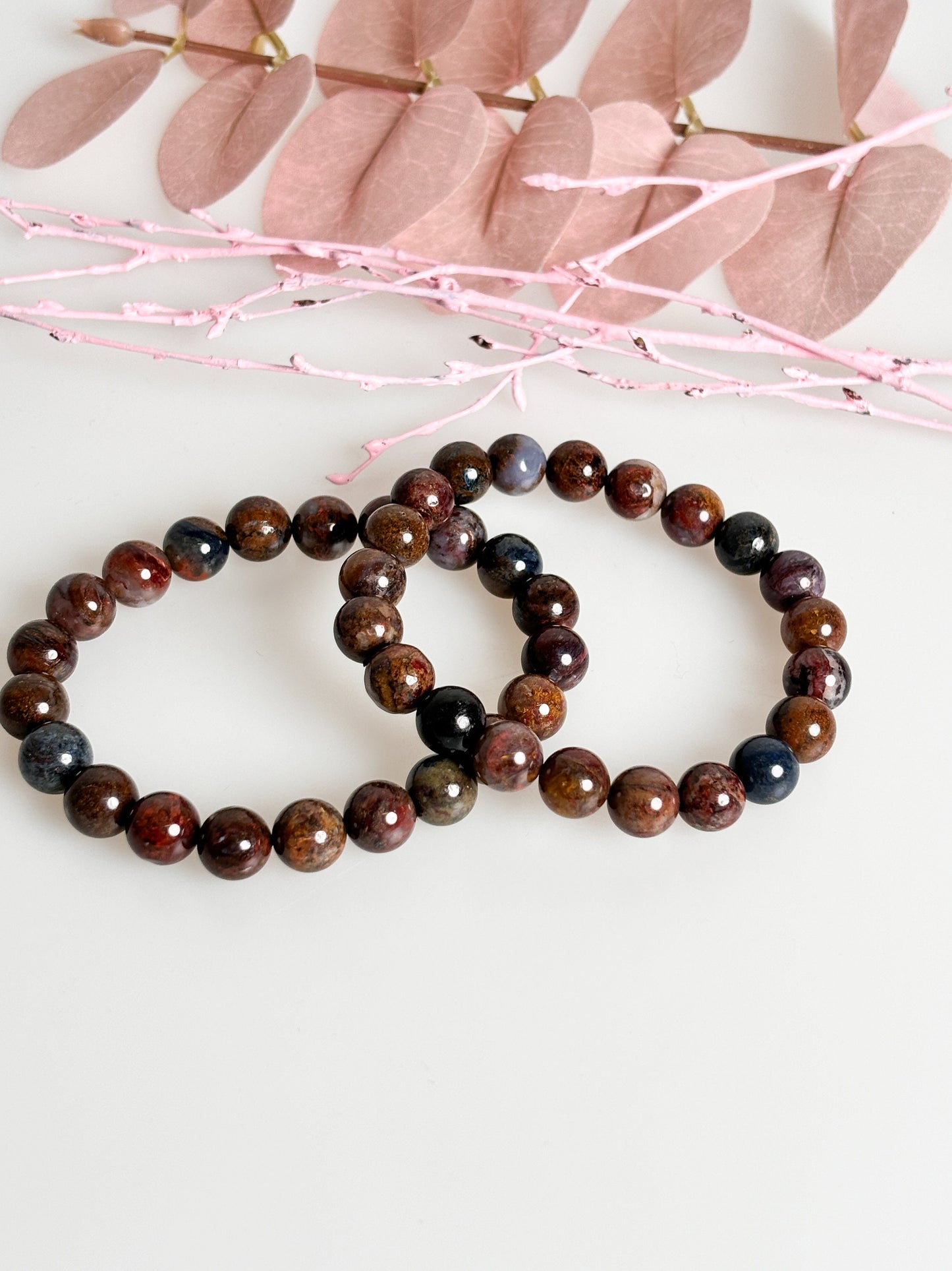 Pietersite Power: Handmade pearl bracelet with 9mm pearls, length approx. 17.5cm