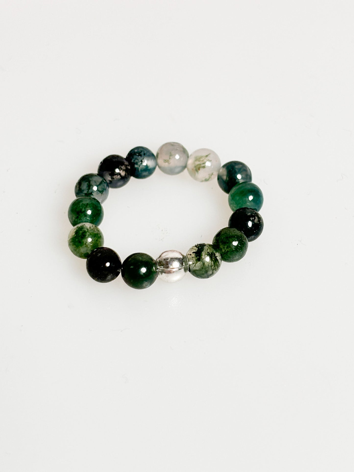 elastic ring moss agate| beads| 3.5mm moss agate| grounding| stability