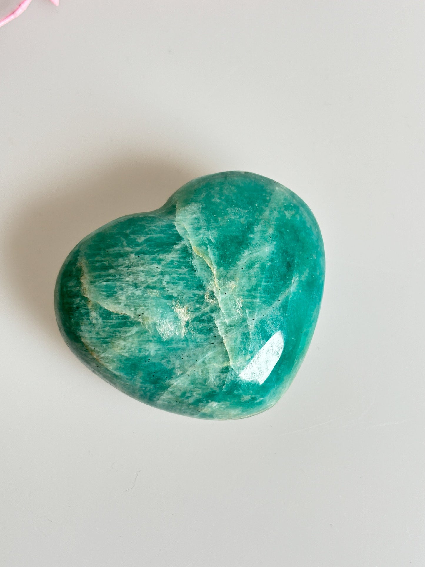 Amazonite decorative heart - calming natural stone heart, 5x4.2x2.4cm, 77g