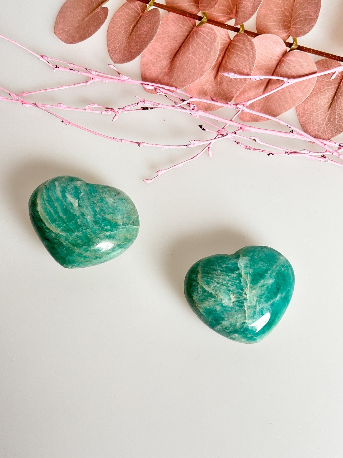 Amazonite decorative heart - calming natural stone heart, 5x4.2x2.4cm, 77g