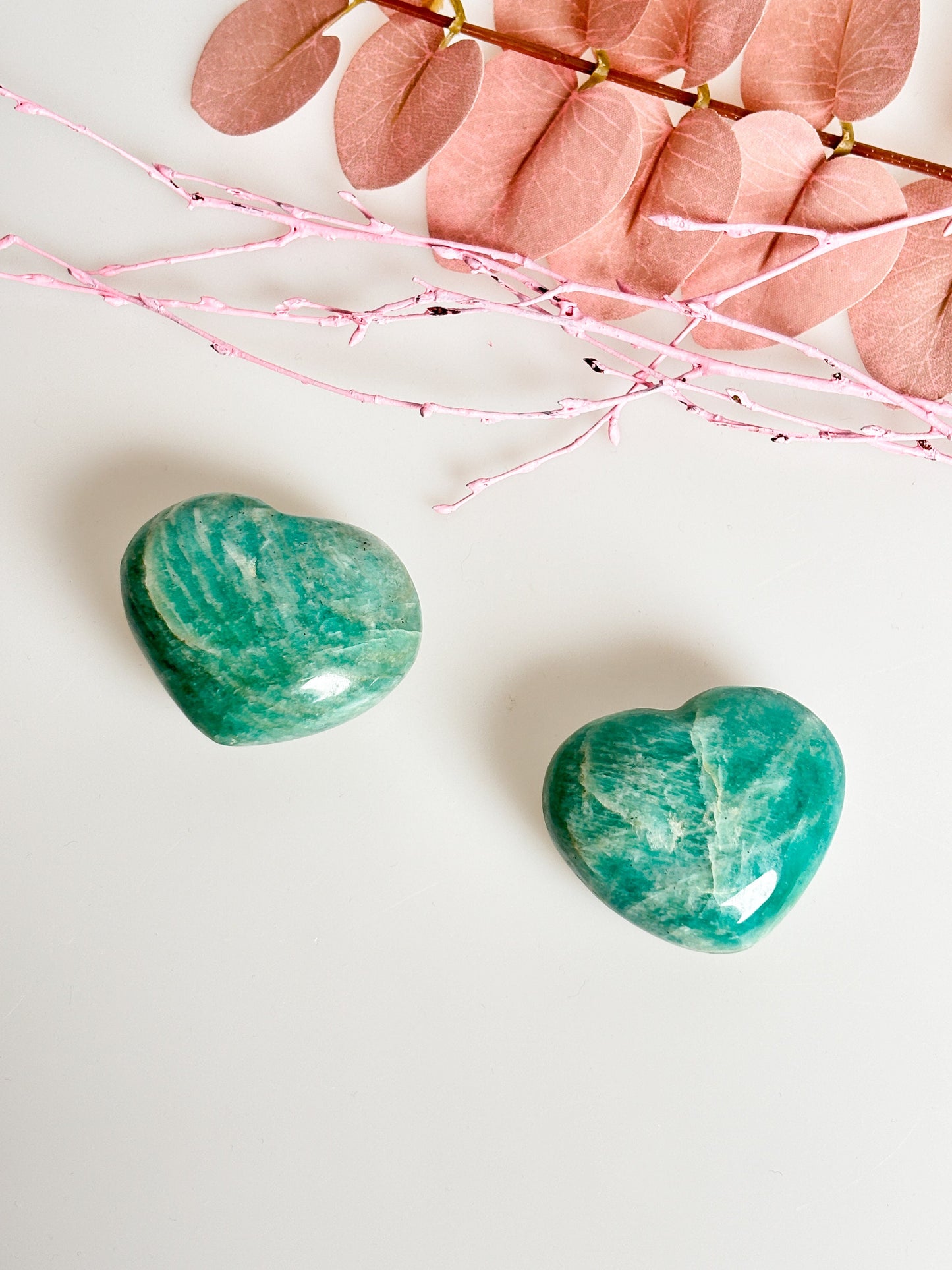 Amazonite decorative heart - calming natural stone heart, 5x4.2x2.4cm, 77g