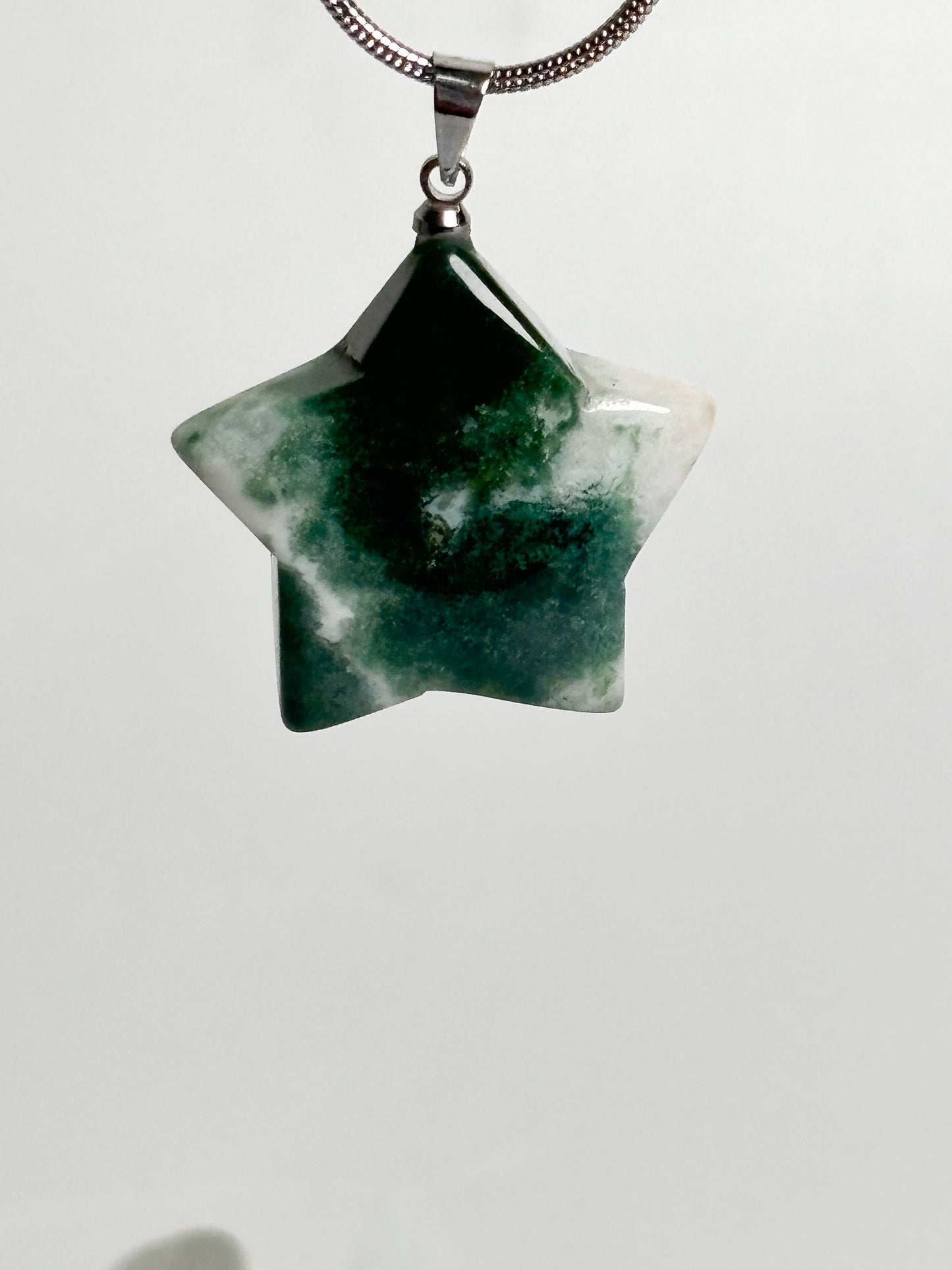 Natural moss agate star pendant (approx. 2.5x2.5cm) - Unique jewelry with spiritual effect