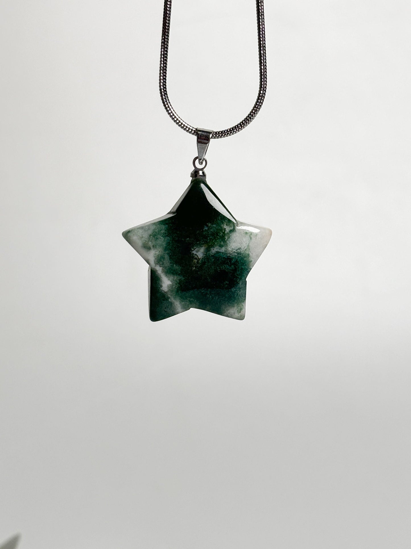Natural moss agate star pendant (approx. 2.5x2.5cm) - Unique jewelry with spiritual effect