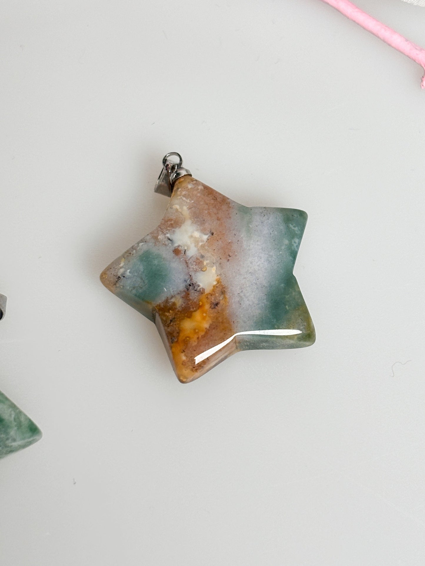 Natural moss agate star pendant (approx. 2.5x2.5cm) - Unique jewelry with spiritual effect