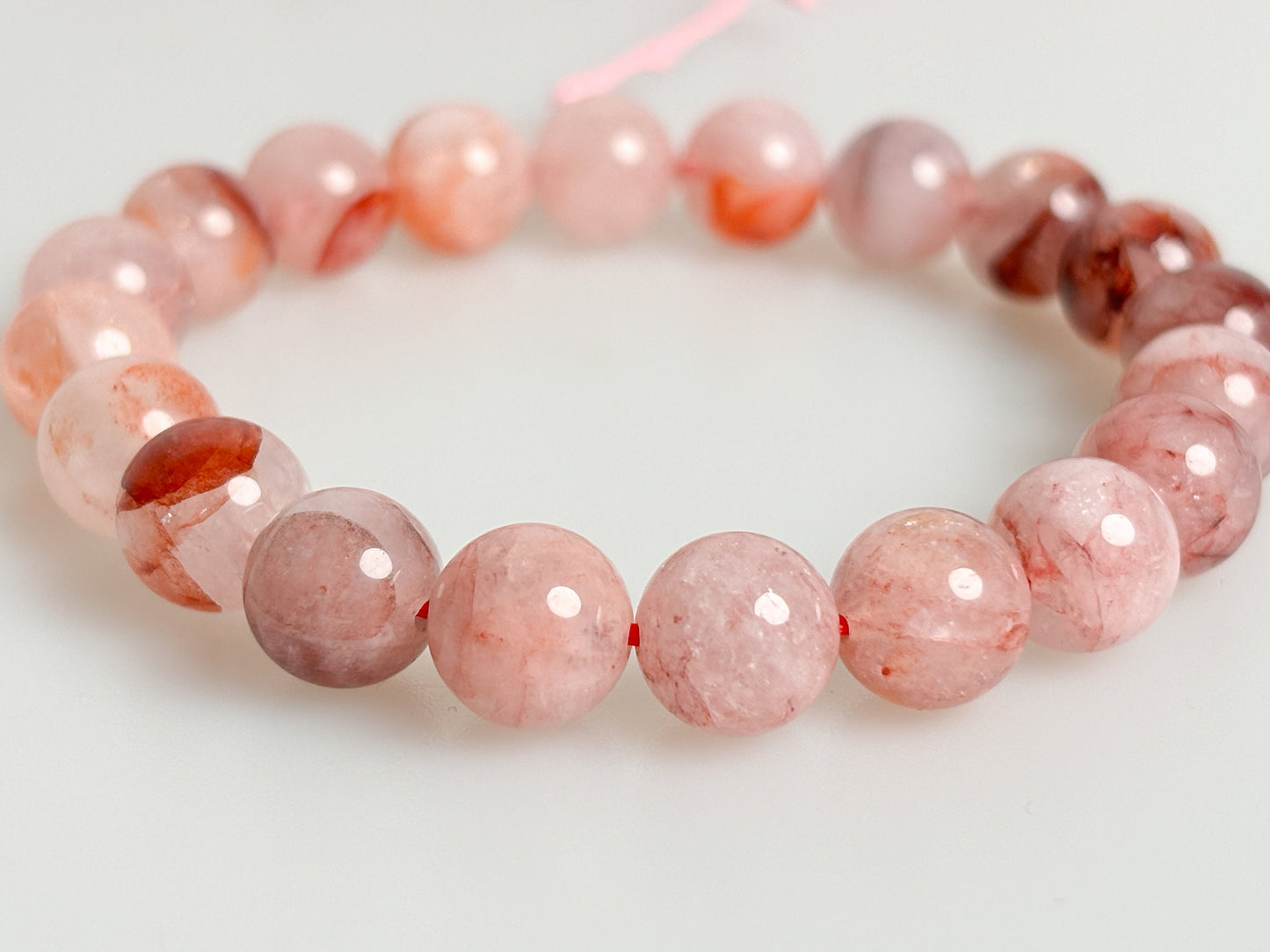 Glowing elegance: fire quartz pearl bracelet (approx. 9mm, 17.5cm