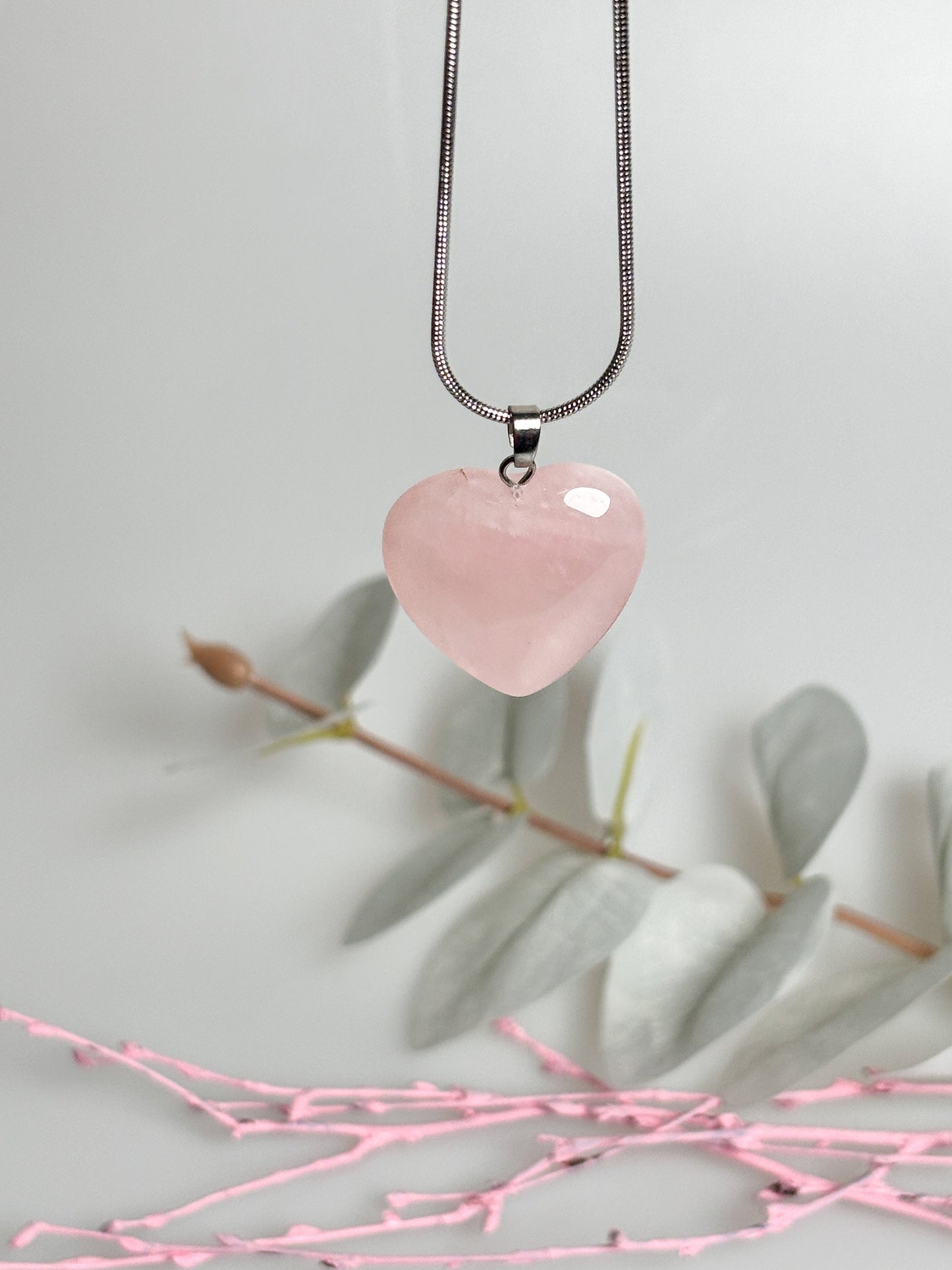 Natural beauty: rose quartz pendant with silver eyelet