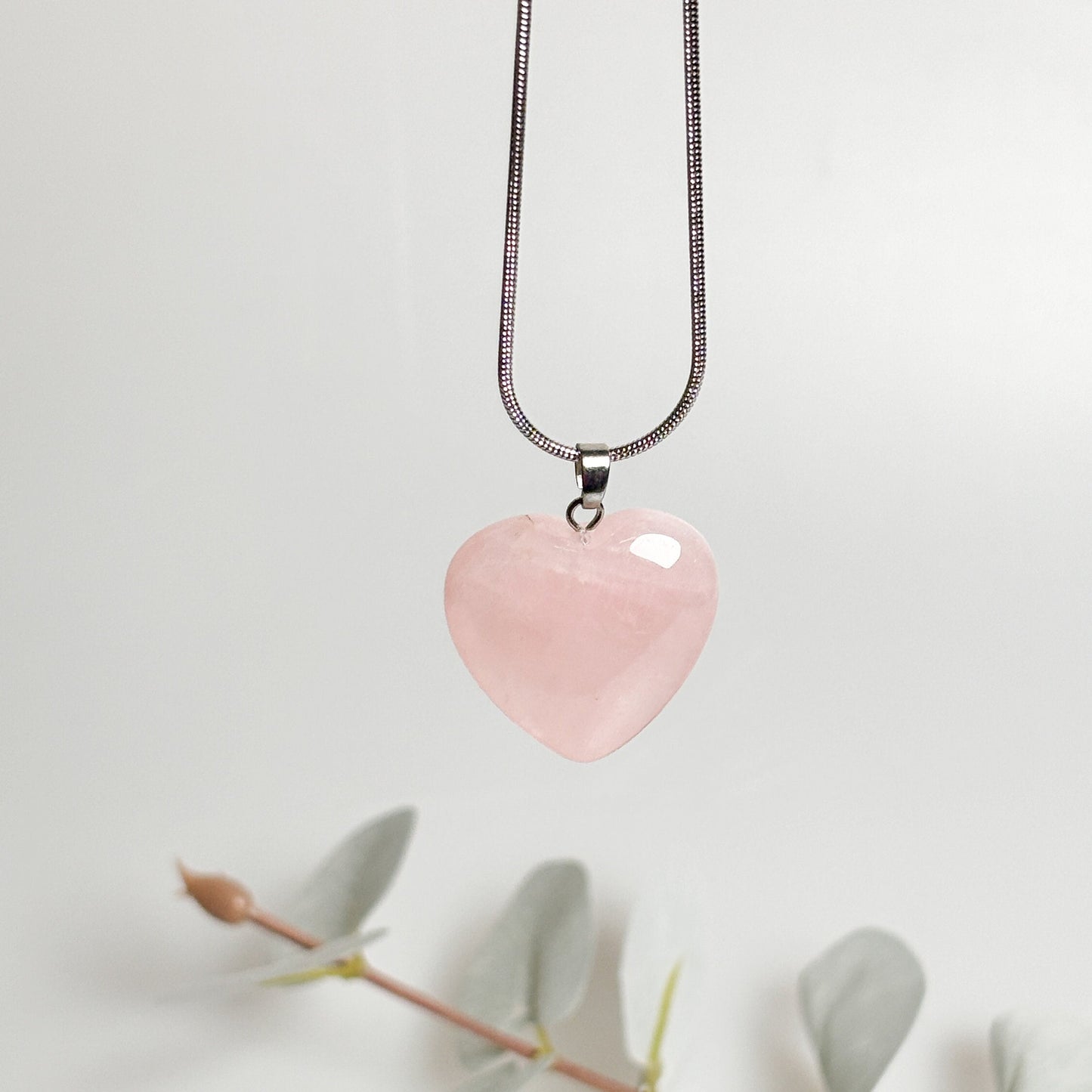 Natural beauty: rose quartz pendant with silver eyelet