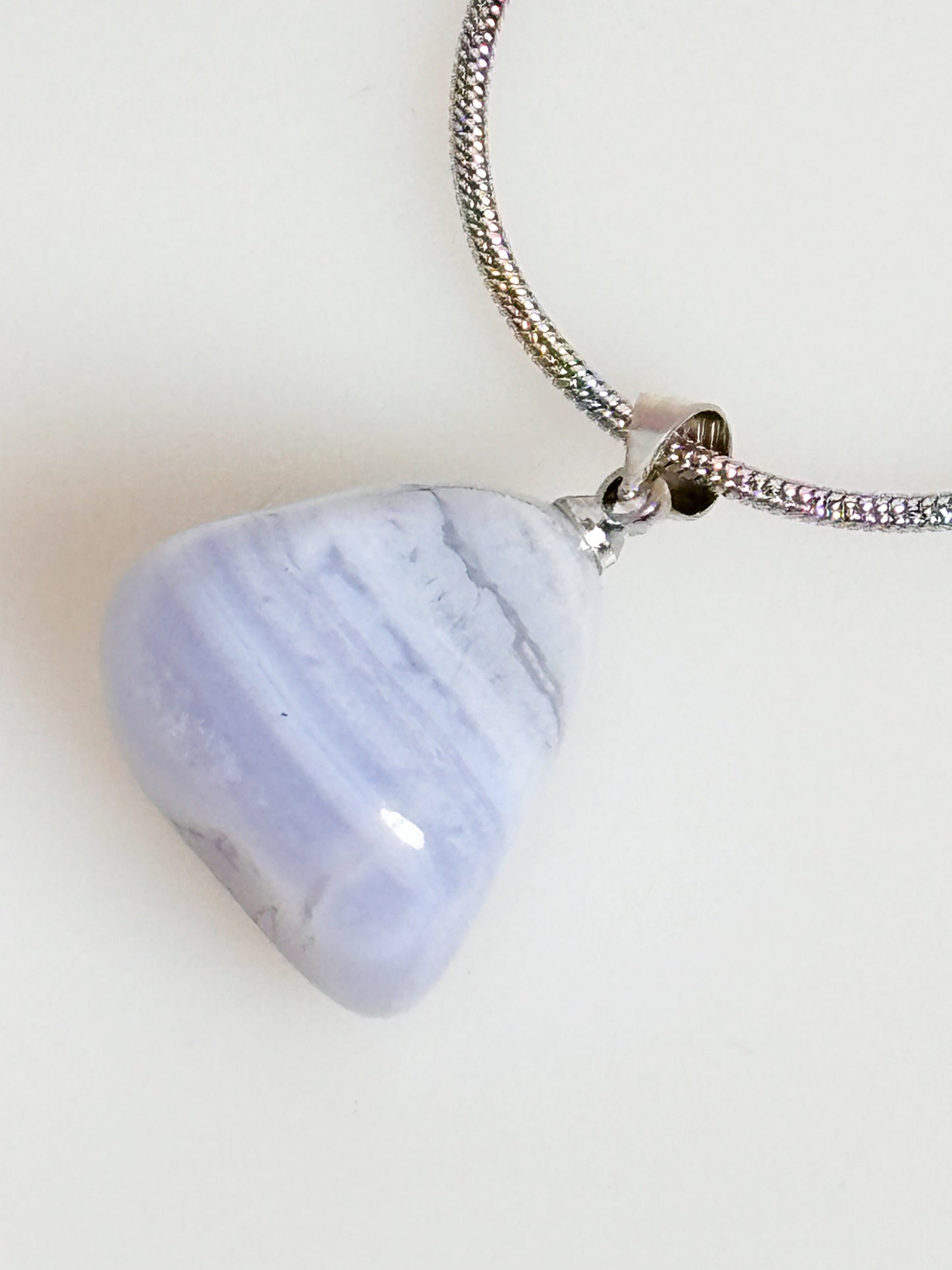 Delicate Chalcedony Pendant - Tumbled Stone approx. 2x1.6cm light blue blue Lace