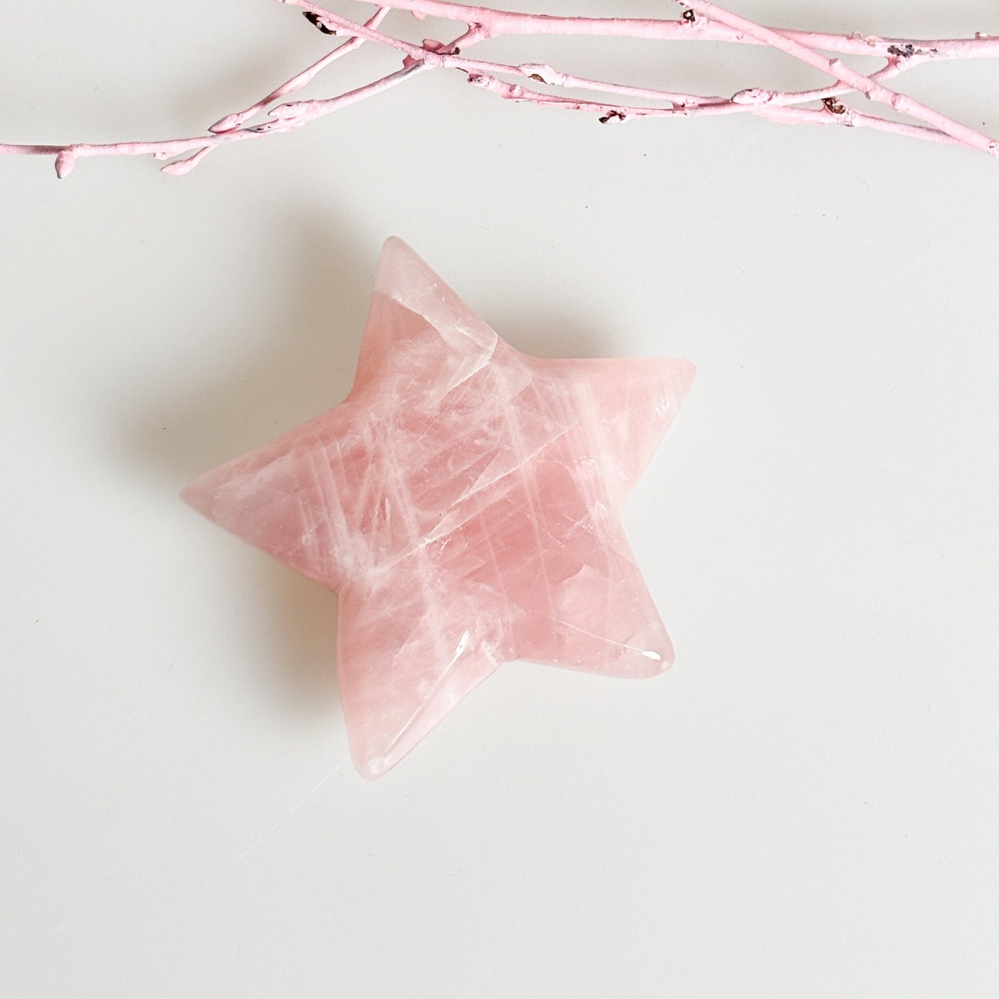 Shimmering rose quartz star: 5.8x5.5cm, 51g