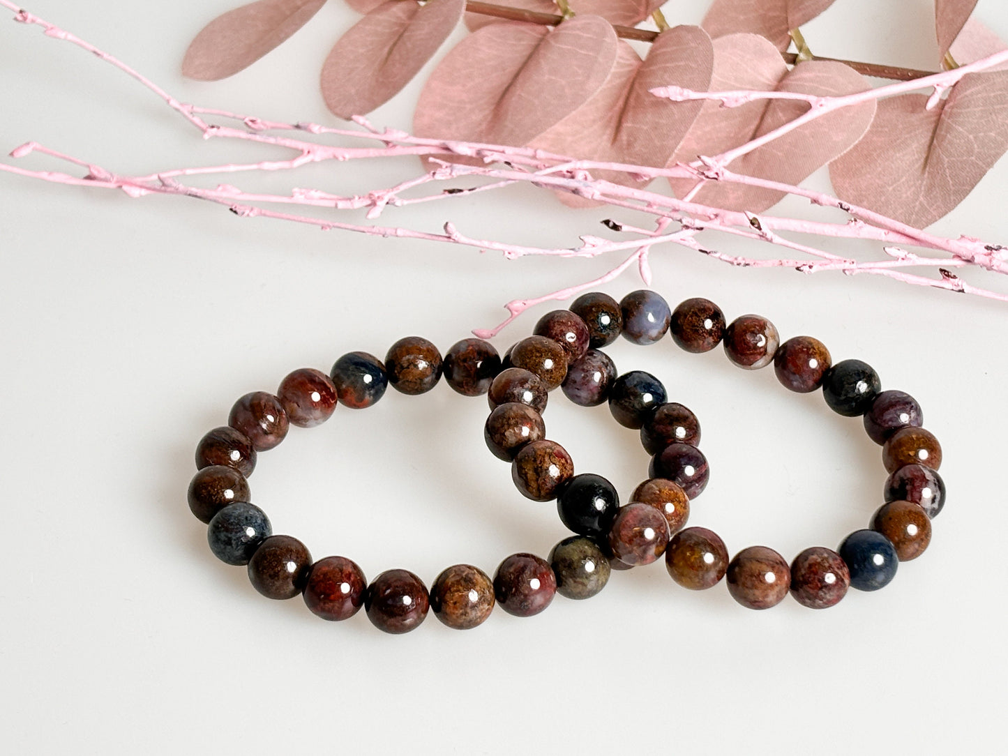 Pietersite Power: Handmade pearl bracelet with 9mm pearls, length approx. 17.5cm