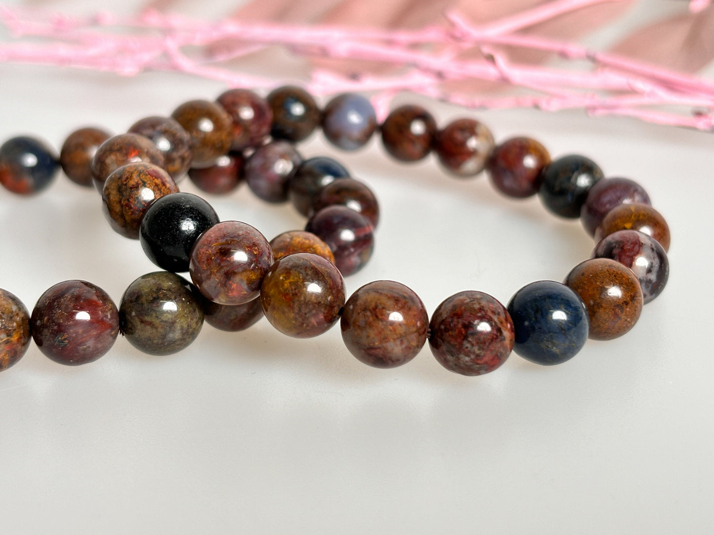 Pietersite Power: Handmade pearl bracelet with 9mm pearls, length approx. 17.5cm