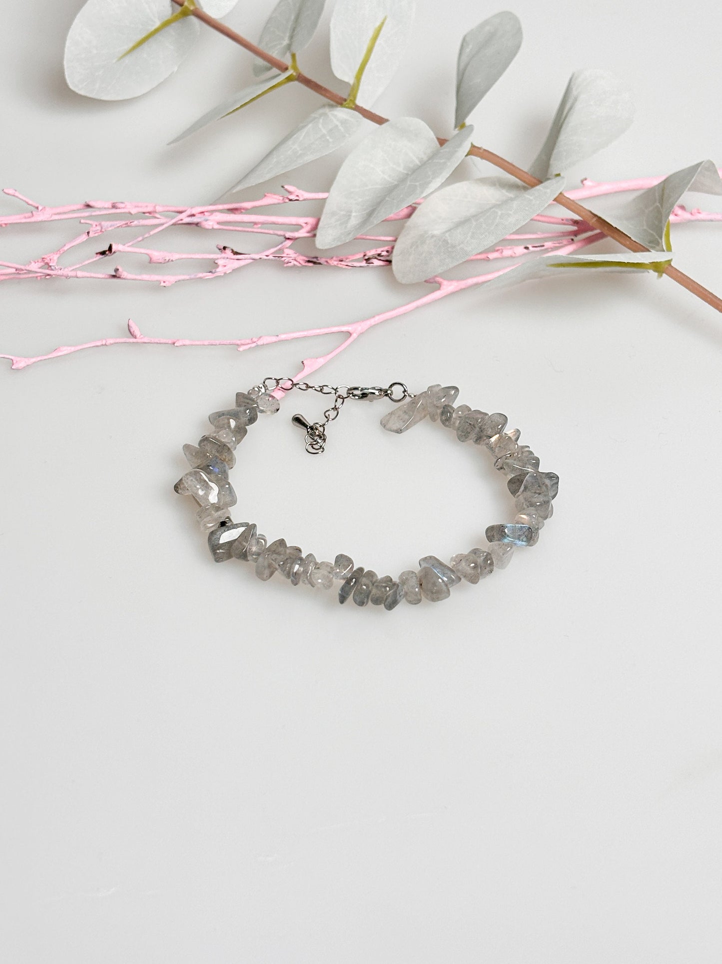 Splitterarmband Labradorit 17cm mit Verlängerungskette – 6mm Perlen, Handgemachtes Edelsteinarmband