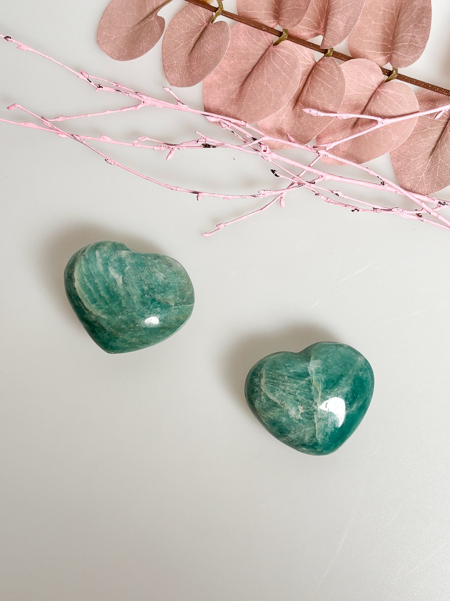 Amazonite decorative heart - calming natural stone heart, 5x4.2x2.4cm, 77g