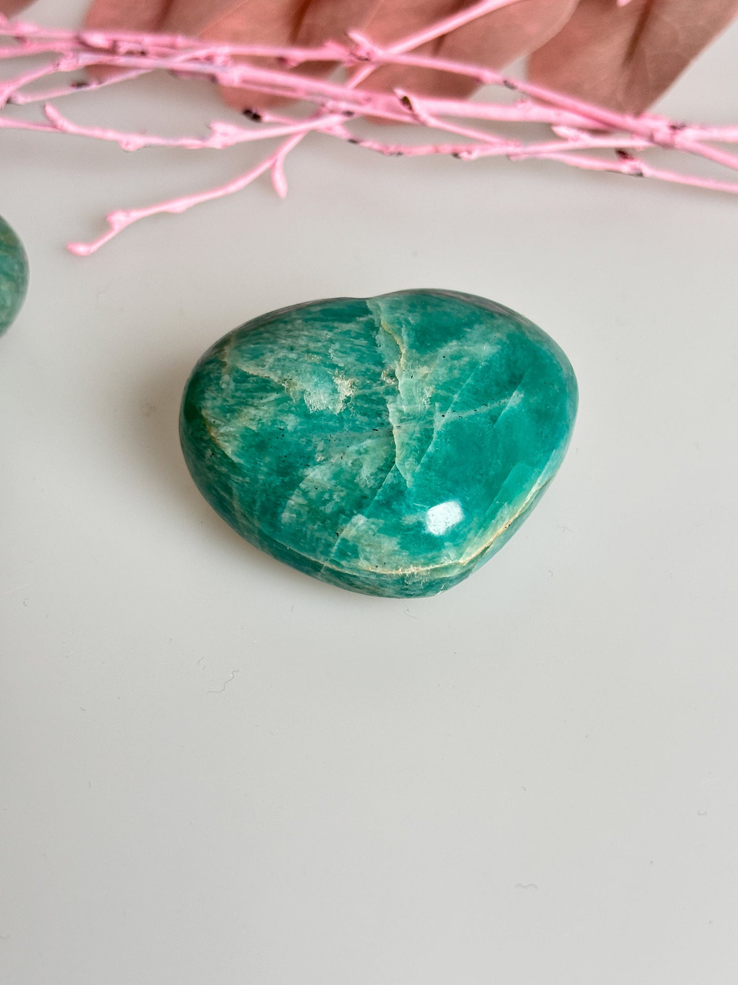 Amazonite decorative heart - calming natural stone heart, 5x4.2x2.4cm, 77g