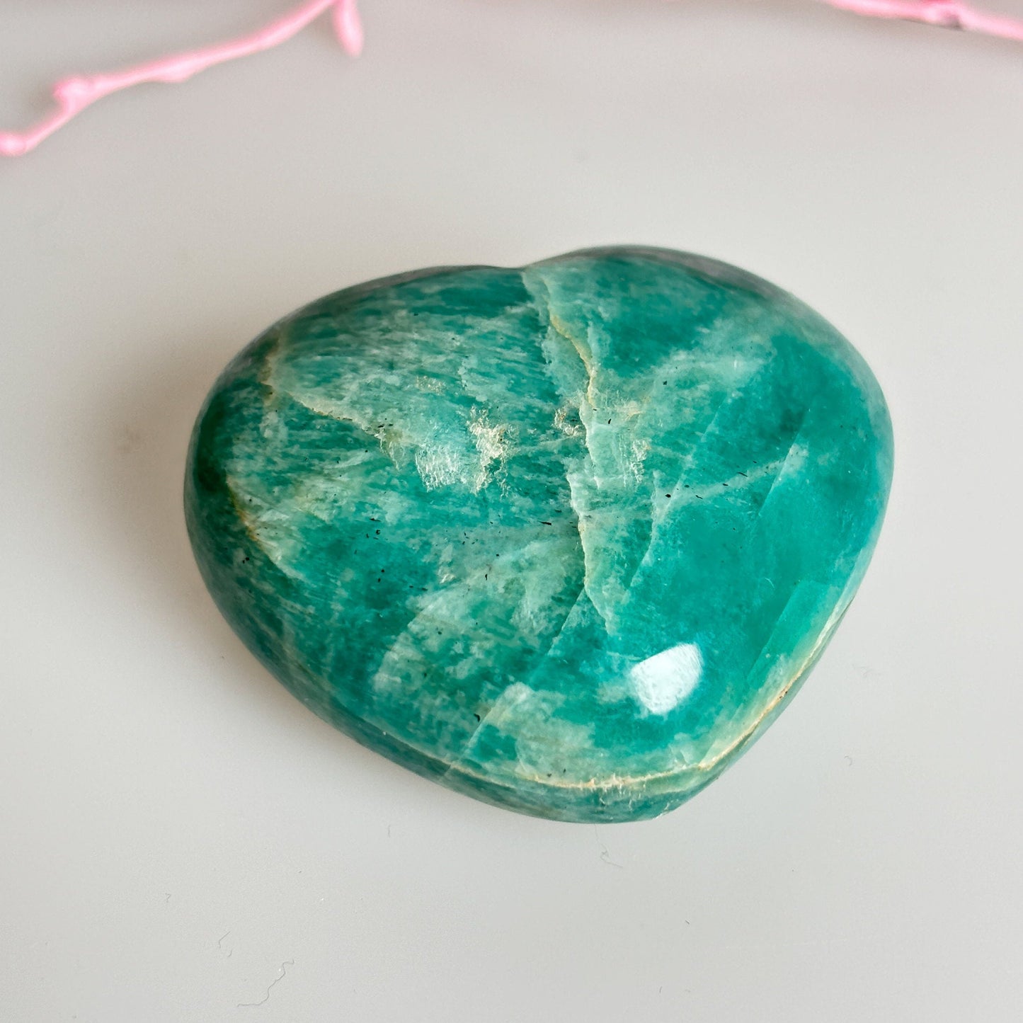 Amazonite decorative heart - calming natural stone heart, 5x4.2x2.4cm, 77g